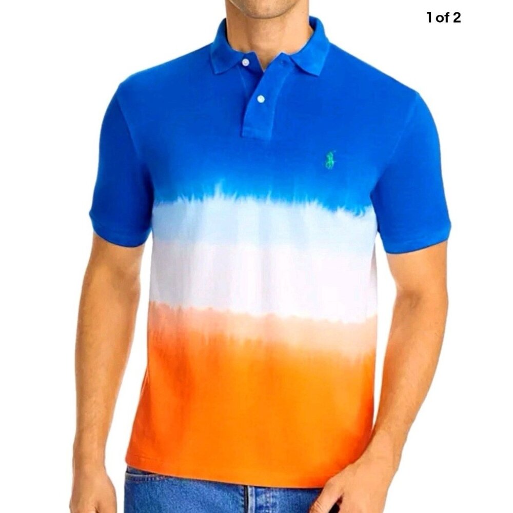 POLO RALPH LAUREN Classic Fit TIE DYE Shirt Blue WHITE orange Ombre Men S XL New